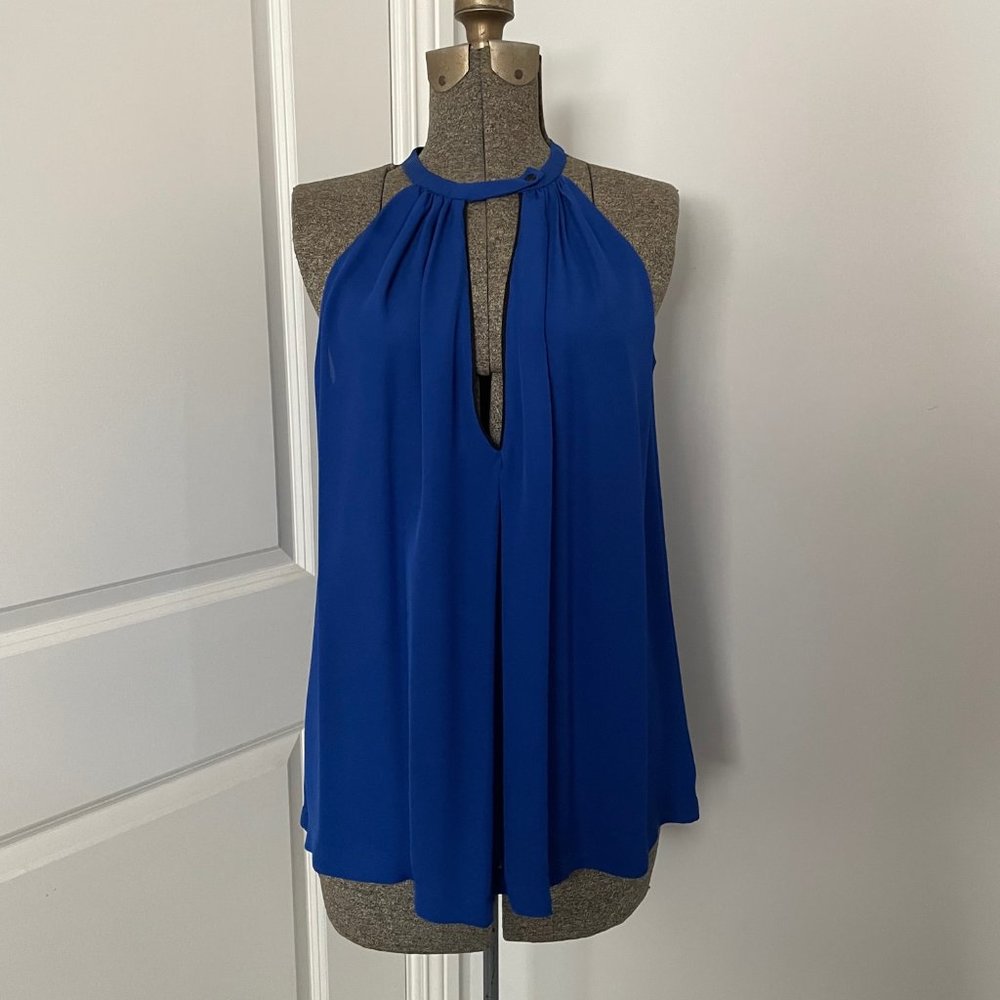 A.L.C. Cobalt Blue Washable Silk Cut Out Lightweight Sleeveless Top Size XS
